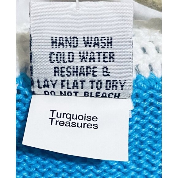 Storybook Knits Cardigan Sweater Womens Large Crochet Embellished Turquoise Blue - Picture 6 of 7